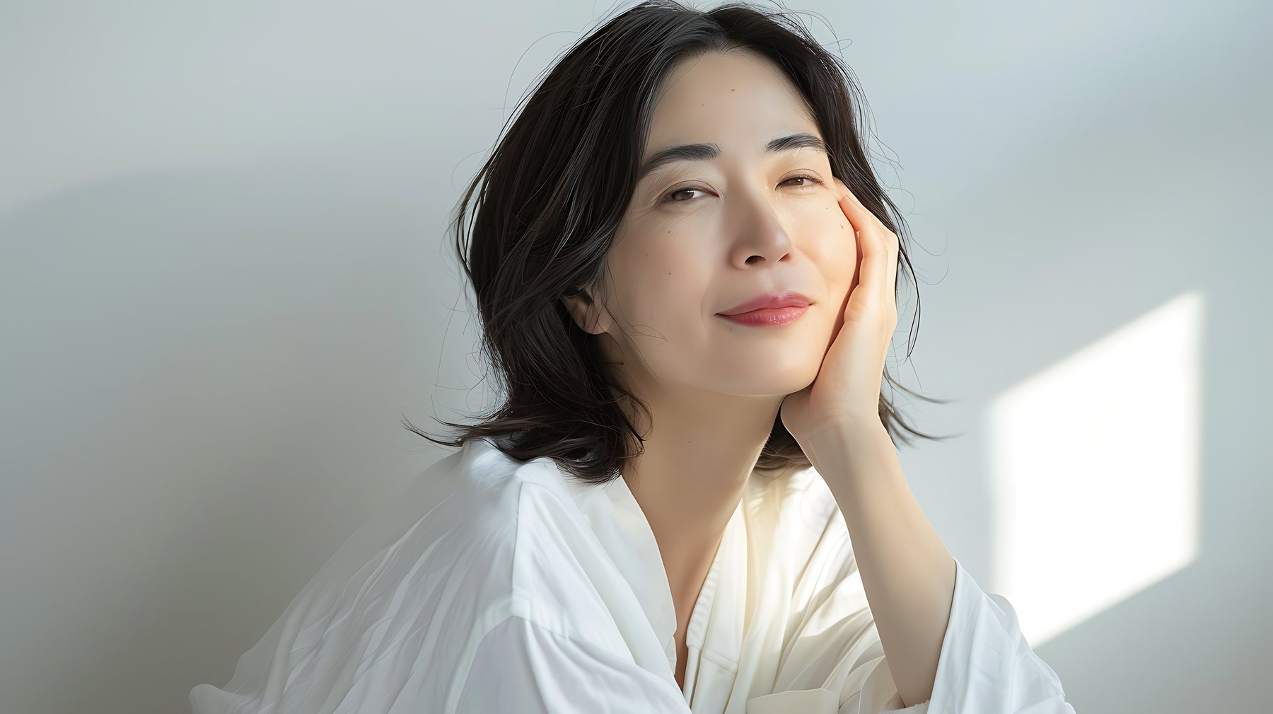 肌の調子について考える女性
