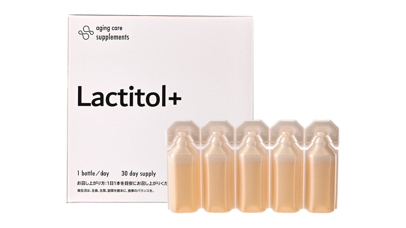 Lactitol+ の外箱とボトル5本